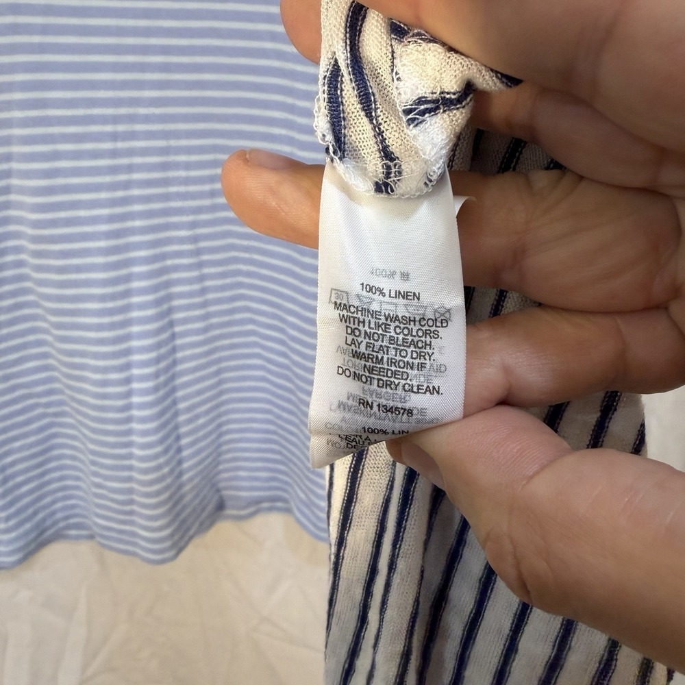 Vineyard Vines Women's XL Linen Striped V Neck Short Sleeve T-Shirts Lot Of 3 - Picture 4 of 9